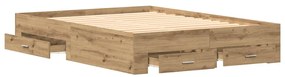 vidaXL Κρεβάτι με Συρτάρια με συρτάρι artisan δρυς 135 x 190 cm