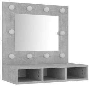 vidaXL Έπιπλο Καθρέπτη με LED Γκρι Σκυροδέματος 60x31,5x62 εκ.