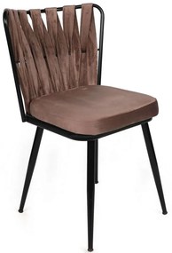 Καρέκλα Kusakli (Σετ 4Τμχ) 974NMB1607 43x43x82cm Brown-Black Βελούδο, Μέταλλο