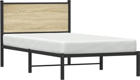 vidaXL Σκελετός Κρεβ. Χωρίς Στρώμα Sonoma Δρυς 100x200 εκ. Μεταλλικό