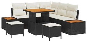 vidaXL Σετ Καναπέ Κήπου με μαξιλάρι 8 pcs Μαύρο Πολυ ράταν
