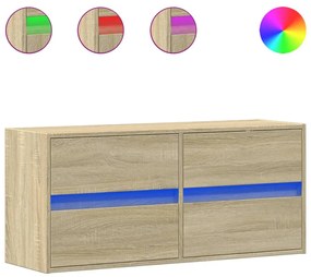 vidaXL Έπιπλο Τοίχου Τηλεόρασης με LED Sonoma Δρυς 100x31x45 εκ.