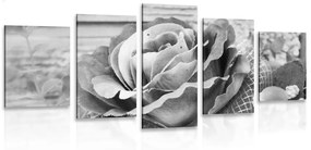 Εικόνα 5 τμημάτων κομψό vintage τριαντάφυλλο σε ασπρόμαυρο σχέδιο