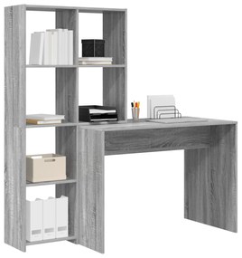 vidaXL Γραφείο Γκρι sonoma 138.5 x 55 x 143 εκ Επεξεργασμένο ξύλο