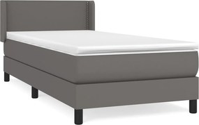 vidaXL Κρεβάτι Boxspring με Στρώμα Γκρι 100x200εκ. από Συνθετικό Δέρμα