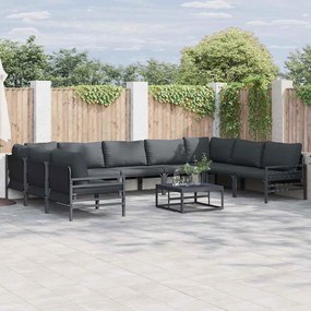 vidaXL Σετ Καναπέ Κήπου με μαξιλάρι 9 pcs Μαύρο Ατσάλι