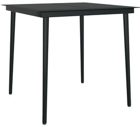 vidaXL Τραπεζαρία Κήπου Μαύρη 80 x 80 x 74 εκ. από Ατσάλι / Γυαλί