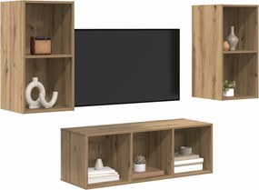 vidaXL Σετ επίπλου τηλεόρασης 3 pcs Artisan Oak Επεξεργασμένο ξύλο