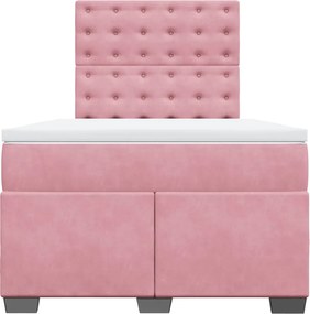 vidaXL Κρεβάτι Boxspring με Στρώμα Ροζ 120x190 εκ. Βελούδινο