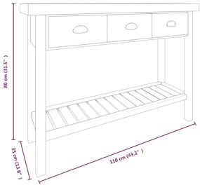 Τραπέζι Κονσόλα 110 x 35 x 80 εκ. από Μασίφ Ξύλο Ελάτης - Καφέ