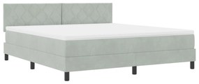 vidaXL Κρεβάτι Box Spring με Στρώμα  σε Ανοιχτό Γκρι Super King Βελούδο