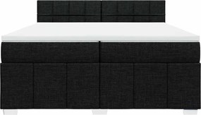 vidaXL Κρεβάτι Boxspring με Στρώμα Μαύρο 200x200 εκ. Υφασμάτινο