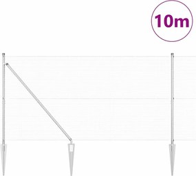 vidaXL Στύλος Περιφράξεων Ασημί 10 x 1,2 μ (19 x 19 χιλ διχτυ) Ατσάλι