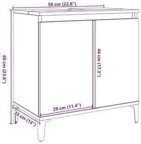 Ντουλάπι Νιπτήρα τεχνίτης Δρυς 58x33x60 εκ. Επεξεργασμένο Ξύλο - Καφέ