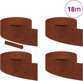 vidaXL Περίγραμμα γκαζόν 4 pcs Σκ rusty 450 x 0,05 x 25 εκ
