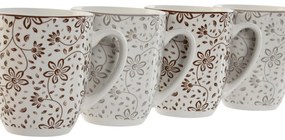 Σετ 4 Κούπες Φλιτζάνια Home ESPRIT Καφέ Μπεζ Blomster 340 ml