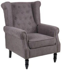 Πολυθρόνα Piore pakoworld ανθρακί ύφασμα και πόδι rubberwood σε μαύρη απόχρωση 77x80x106εκ