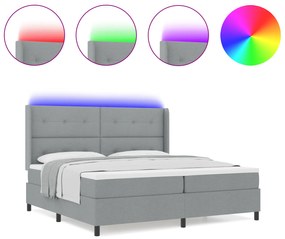 vidaXL Κρεβάτι Βοηθητικού Σκέλους με Στρώμα και LED Γκρι 200x200 εκ Υφασμάτινο
