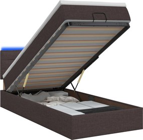 vidaXL Κρεβάτι Ottoman με Στρώμα και LED Σκούρο Καφέ 90 x 200 cm