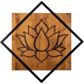 Διακοσμητικό Τοίχου Lotus 899SKL2128 54x54cm Walnut-Black Wallity Metal,Wood