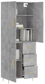 vidaXL Ντουλάπι Γκρι Σκυροδέματος 69,5x34x180 εκ. Επεξεργασμένο Ξύλο