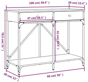 Τραπέζι Κονσόλα Μαύρο 100 x 39 x 78,5 εκ. από Επεξεργ. Ξύλο - Μαύρο