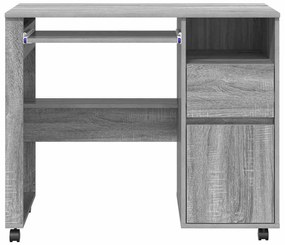 vidaXL Γραφείο με Ρόδες Γκρι 91 x 50 x 77 εκ. Επεξεργασμένο ξύλο