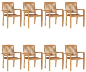 Καρέκλες Κήπου Στοιβαζόμενες 8 τεμ. από Μασίφ Ξύλο Teak - Καφέ