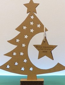 Σετ των 2 Intra απο ξύλο plywood 3mm-4mm πάχος – Χριστουγεννιάτικο δέντρο από χαρτόνι με μπιχλιμπίδι αστεριών 50x60 cm INTRAVECTRY-MY554204