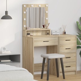 vidaXL Καθρέφτης με φώτα LED σε χρώμα Sonoma Oak 50x41x135 εκ.