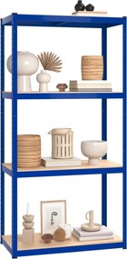 vidaXL Ραφιέρες 4 Επιπέδων 2 τεμ. Μπλε από Ατσάλι &amp; Επεξεργασμένο Ξύλο