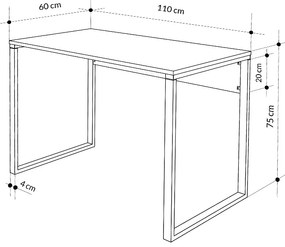 Γραφείο εργασίας Inna Megapap χρώμα sapphire oak - λευκό 110x60x75εκ.