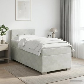 vidaXL Κρεβάτι box spring με στρώμα Ανοιχτό γκρι 100 x 200 cm Βελούδο