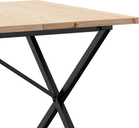 vidaXL Τραπέζι Τραπεζαρίας Πλαίσιο Χ Μασίφ Πεύκο/Ατσάλι
