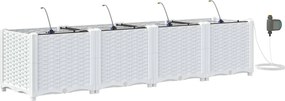 vidaXL Γλάστρα Κήπου 4 τμχ. Λευκό 160 x 40 x 37,5 cm PP