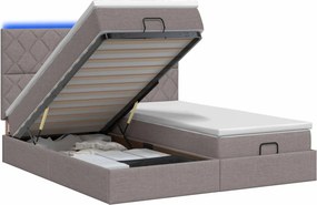 vidaXL Κρεβάτι Ottoman με Στρώμα και LED Taupe 180 x 200 cm Ύφασμα