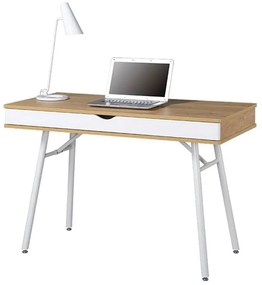 ΓΡΑΦΕΙΟ Η/Υ Μέταλλο Βαφή Άσπρο, Melamine Beech 115x55x75cm ΕΟ420