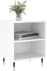 vidaXL Κομοδίνα 2 τεμ. Γυαλ. Λευκά 40x30x50 εκ. από Επεξεργασμένο Ξύλο