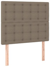 vidaXL Κρεβάτι Boxspring με Στρώμα &amp; LED Taupe 90x190 εκ. Υφασμάτινο