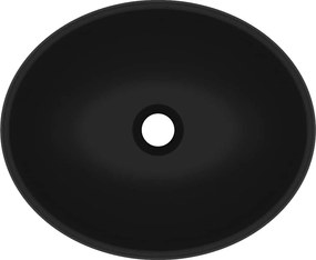 vidaXL Νιπτήρας Πολυτελής Οβάλ Μαύρο Ματ 40 x 33 εκ. Κεραμικός