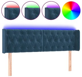 vidaXL Κεφαλάρι Κρεβατιού LED Σκούρο Μπλε 147x16x78/88 εκ. Βελούδινο