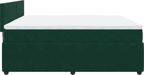 vidaXL Κρεβάτι Boxspring με Στρώμα Σκούρο Πράσινο 200x200εκ. Βελούδινο