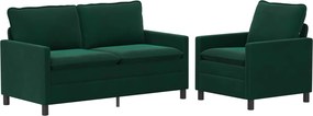 vidaXL Σετ Καναπέ 2 pcs Σκούρο Πράσινο Βελούδο