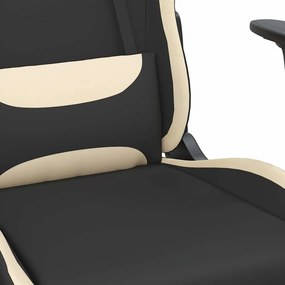 vidaXL Καρέκλα Gaming Μαύρο και κρεμ Ύφασμα με Υποπόδιο