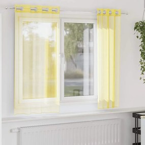 vidaXL Voile κουρτίνες με ροδέλες 2 τεμάχια Κίτρινο