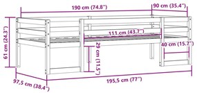 Πλαίσιο Παιδικού Κρεβατιού Λευκό 90x190εκ από Μασίφ Ξύλο Πεύκου - Λευκό