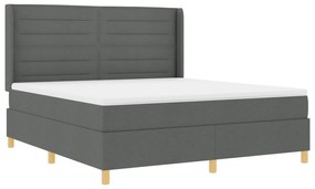vidaXL Κρεβάτι με Στρώμα & LED Σκούρο Γκρι 180x200 εκ. Υφάσματος