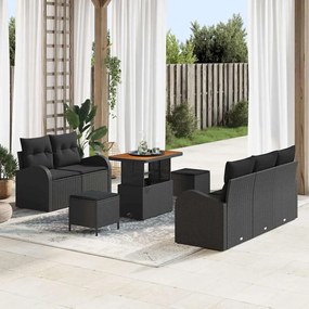 vidaXL Σετ Καναπέ Κήπου 8 pcs Μαύρο συνθετικό ρατάν