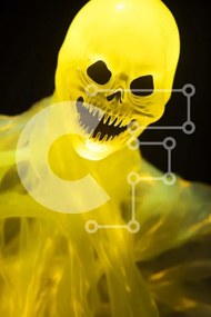 Intra Συλλεκτικό Ξύλινο Παζλ Plywood 4mm - Ανατριχιαστικό κρανίο αποκριών με μάσκα και κοστούμι Σε Ξύλινο Κουτί - Διαστάσεις Puzzle: 10x10 cm – 25 κομμάτια