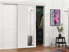 Συρόμενες πόρτες Dover 130, 29 kg, Άσπρο, Πλαστικοποιημένη μοριοσανίδα, Καθρέφτης, Αλουμίνιο | Epipla1.gr